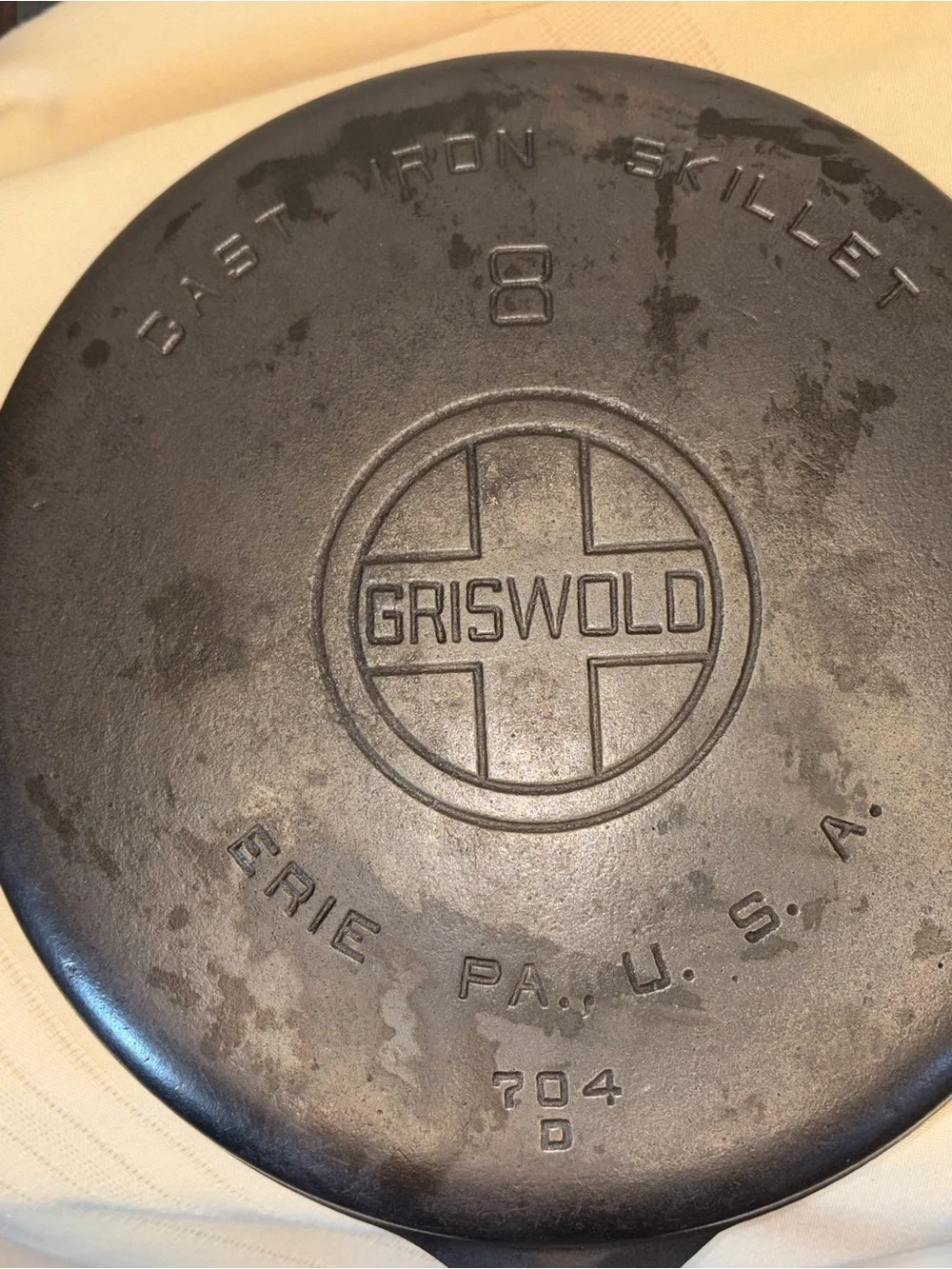 Griswold Erie PA Large Block Logo #8 Cast Iron Skillet 704 D Fully Restored